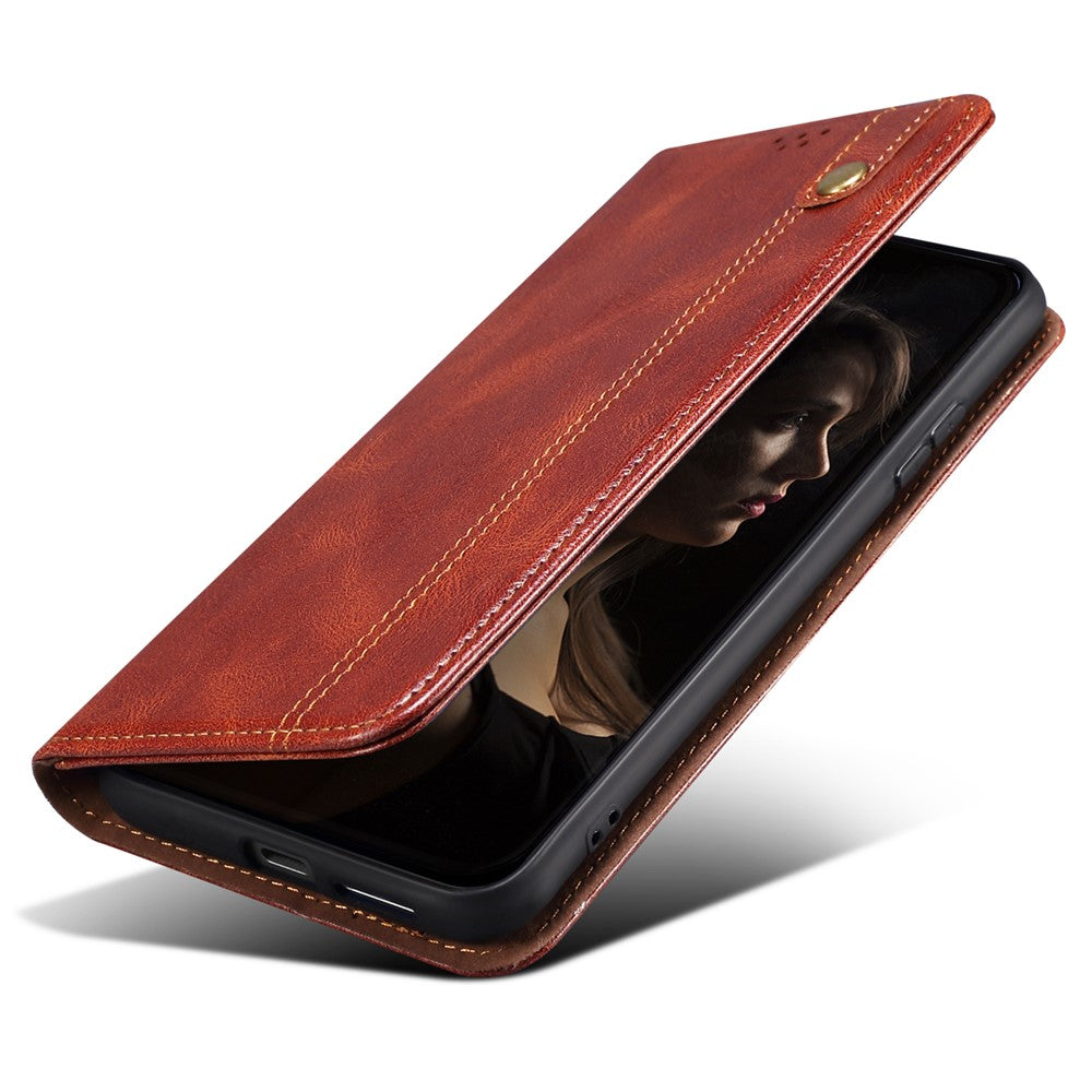 For Oppo A78 4G Waxy Crazy Horse Texture Anti-fall Cover PU Leather Stand Wallet Phone Shell