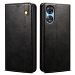 For Oppo A78 4G Waxy Crazy Horse Texture Anti-fall Cover PU Leather Stand Wallet Phone Shell