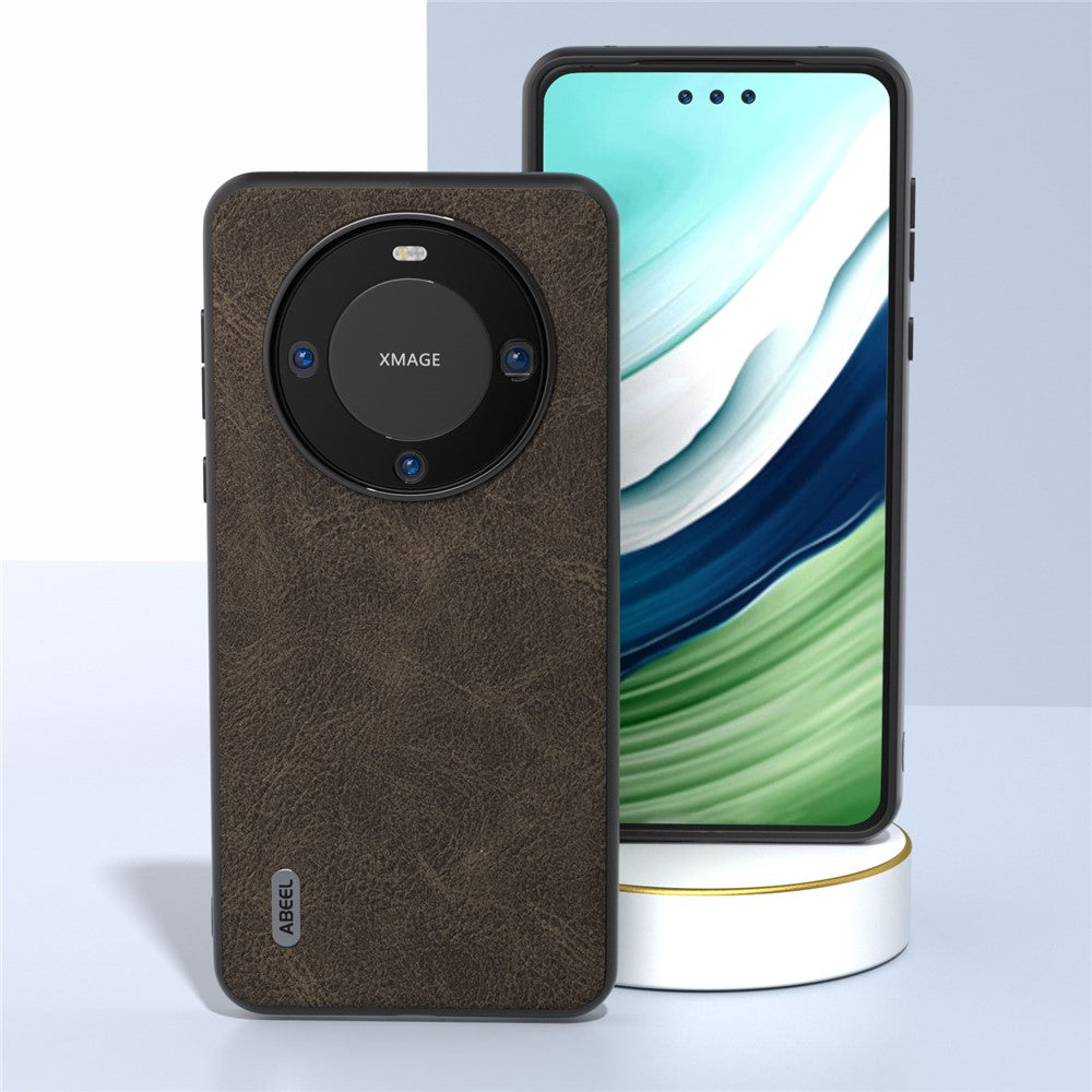 ABEEL For Huawei Mate 60 Pro Leather Coated PC+TPU Case Litchi Texture Phone Back Cover
