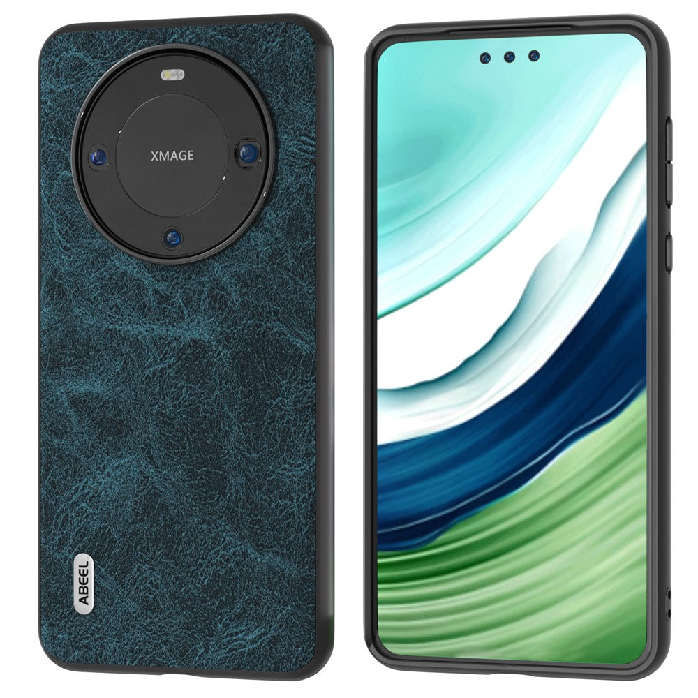 ABEEL For Huawei Mate 60 Pro Leather Coated PC+TPU Case Litchi Texture Phone Back Cover