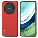 ABEEL For Huawei Mate 60 Pro Genuine Cow Leather Coating Phone Cover Litchi Texture PC+TPU Case