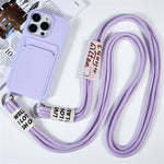 For iPhone 15 Pro Max Liquid Silicone Case Card Slot Shockproof Protective Phone Cover with Strap