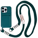 For iPhone 15 Pro Max Liquid Silicone Case Card Slot Shockproof Protective Phone Cover with Strap