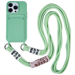 For iPhone 15 Pro Max Liquid Silicone Case Card Slot Shockproof Protective Phone Cover with Strap