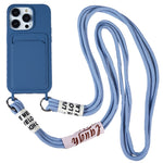 For iPhone 15 Pro Max Liquid Silicone Case Card Slot Shockproof Protective Phone Cover with Strap