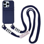 For iPhone 15 Pro Max Liquid Silicone Case Card Slot Shockproof Protective Phone Cover with Strap