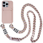 For iPhone 15 Pro Max Liquid Silicone Case Card Slot Shockproof Protective Phone Cover with Strap