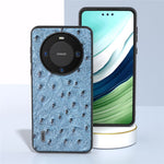 ABEEL Ostrich Texture Phone Case for Huawei Mate 60 Pro Äkta Koläder Belagt PC+TPU Fodral