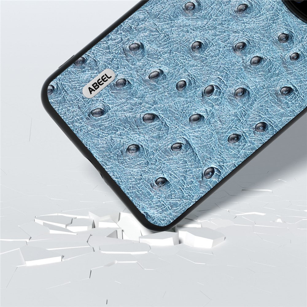 ABEEL Ostrich Texture Phone Case for Huawei Mate 60 Pro Äkta Koläder Belagt PC+TPU Fodral