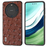 ABEEL Ostrich Texture Phone Case for Huawei Mate 60 Pro Äkta Koläder Belagt PC+TPU Fodral