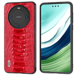 ABEEL For Huawei Mate 60 Pro Crocodile Texture Phone Cover Genuine Cow Leather+PC+TPU Phone Case