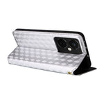 Oppo K11 5G / OnePlus Nord CE3 5G Präglat Rhombus Plånboksfodral Dammtätt PU-läder Stativfodral