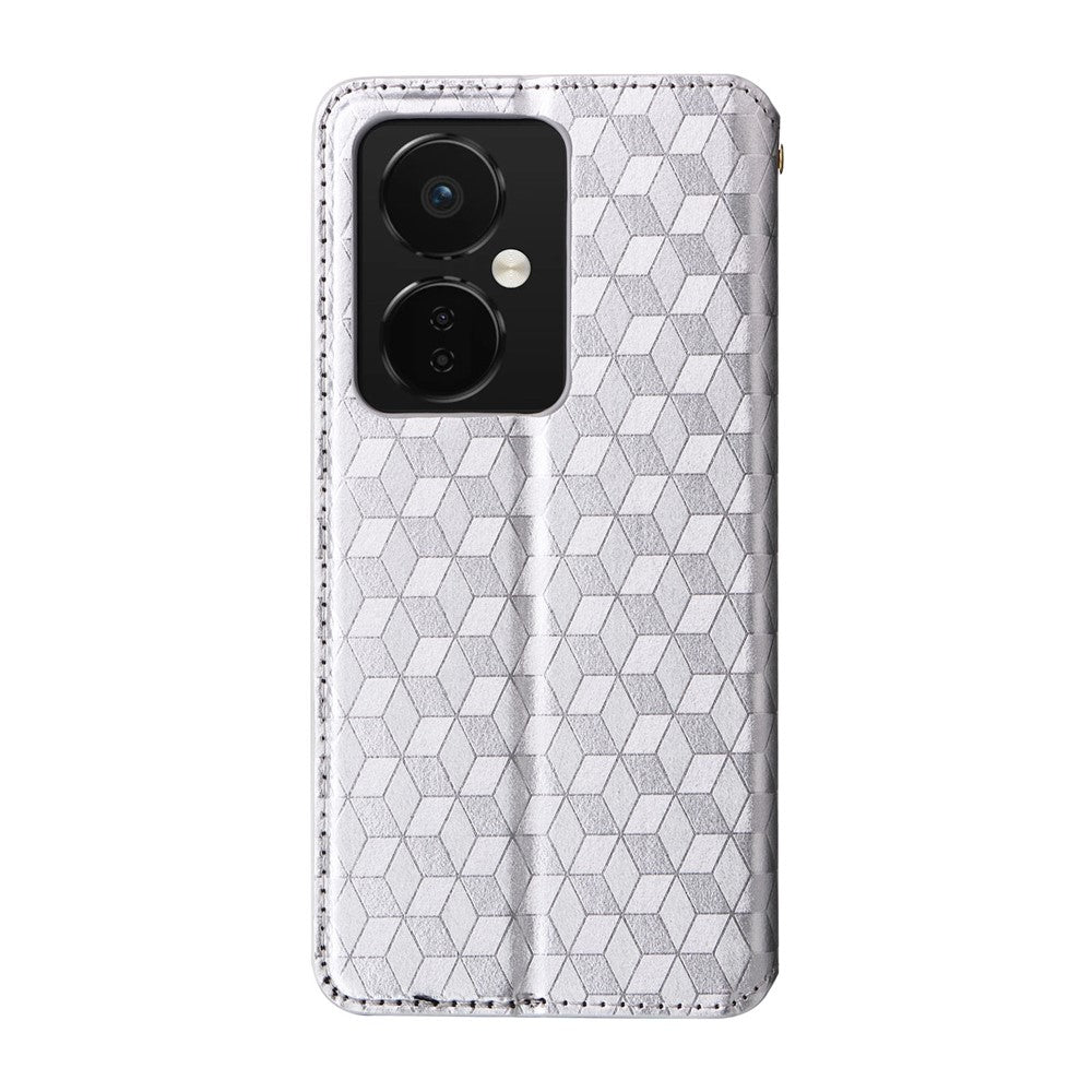 Oppo K11 5G / OnePlus Nord CE3 5G Präglat Rhombus Plånboksfodral Dammtätt PU-läder Stativfodral