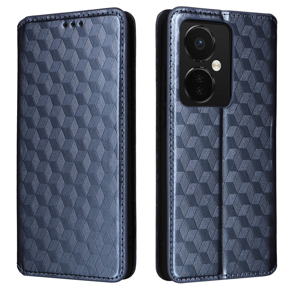 Oppo K11 5G / OnePlus Nord CE3 5G Präglat Rhombus Plånboksfodral Dammtätt PU-läder Stativfodral