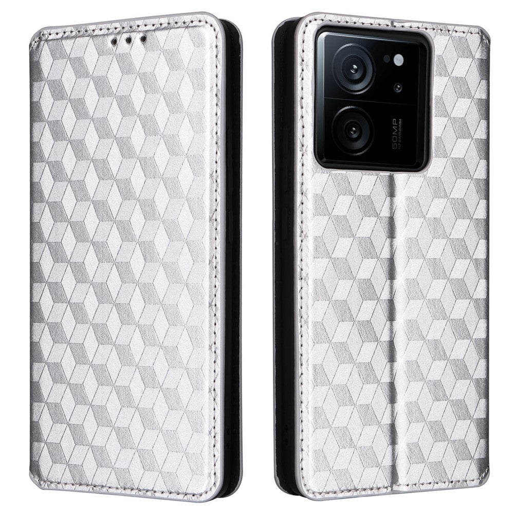 PU-läderfodral för Xiaomi 13T / 13T Pro / Redmi K60 Ultra, plånboksfodral med rhombusprägling