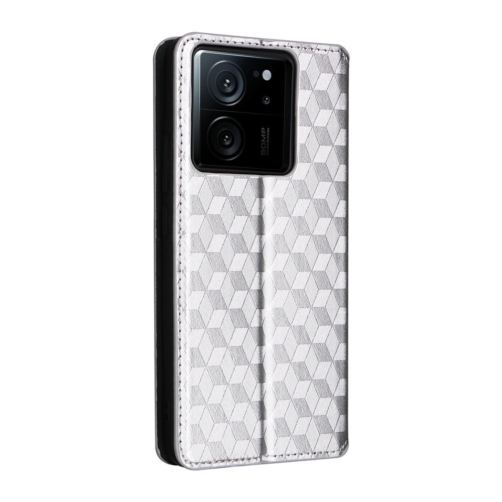 PU-läderfodral för Xiaomi 13T / 13T Pro / Redmi K60 Ultra, plånboksfodral med rhombusprägling
