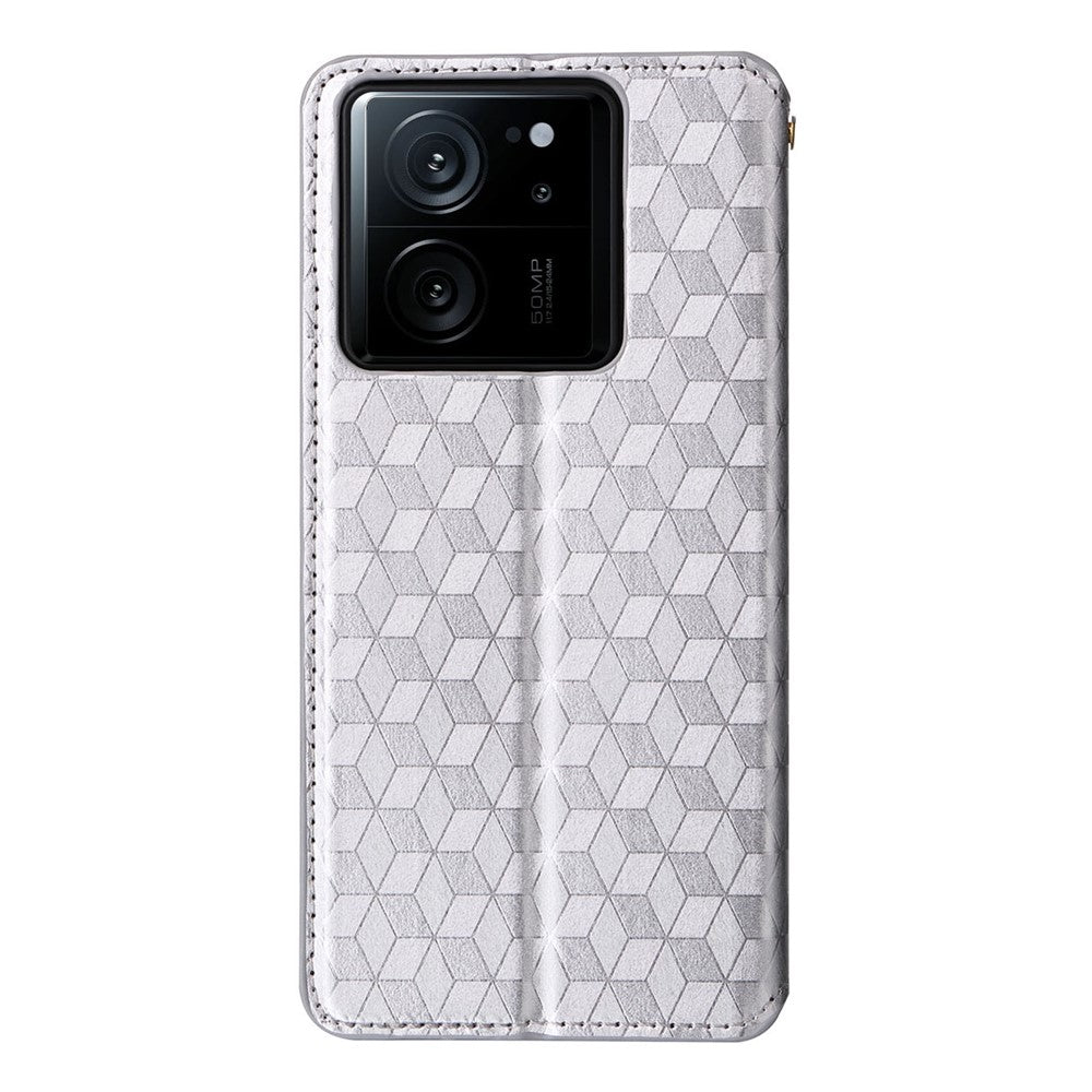 PU-läderfodral för Xiaomi 13T / 13T Pro / Redmi K60 Ultra, plånboksfodral med rhombusprägling