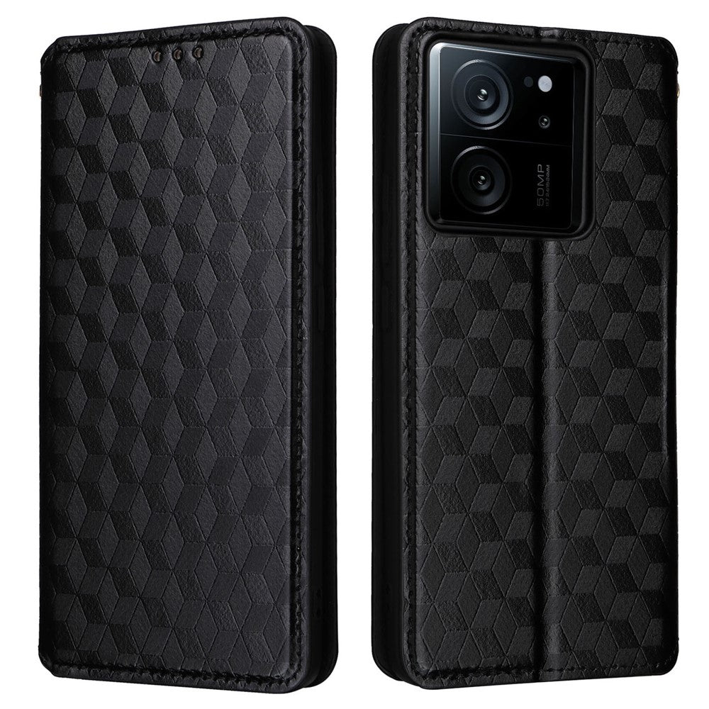 PU-läderfodral för Xiaomi 13T / 13T Pro / Redmi K60 Ultra, plånboksfodral med rhombusprägling