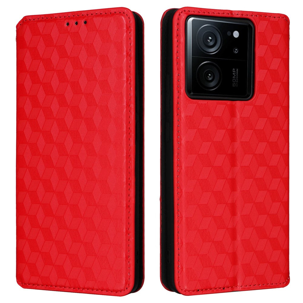 PU-läderfodral för Xiaomi 13T / 13T Pro / Redmi K60 Ultra, plånboksfodral med rhombusprägling