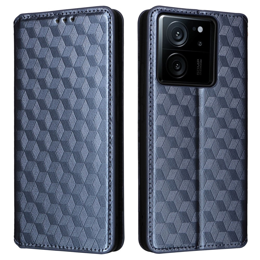 PU-läderfodral för Xiaomi 13T / 13T Pro / Redmi K60 Ultra, plånboksfodral med rhombusprägling