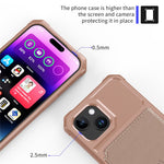 For iPhone 15 PU Leather+TPU Phone Case Card Holder Wallet Back Cover Support Magnetic Car Mount