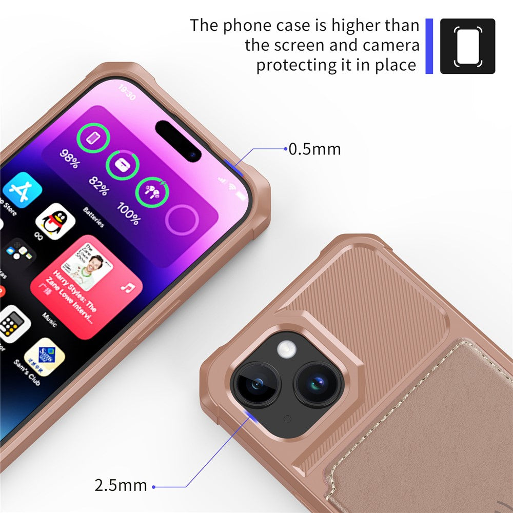 For iPhone 15 PU Leather+TPU Phone Case Card Holder Wallet Back Cover Support Magnetic Car Mount
