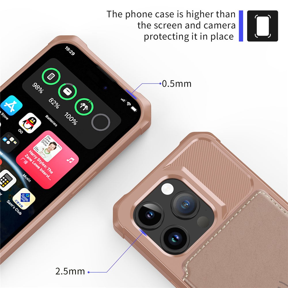 For iPhone 15 Pro PU Leather+TPU Cell Phone Case Card Slots Wallet Cover Support Magnetic Car Mount