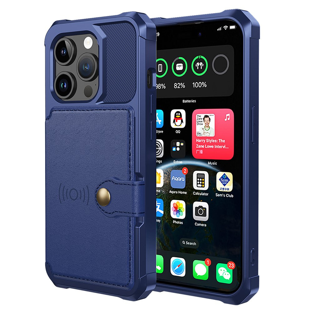For iPhone 15 Pro PU Leather+TPU Cell Phone Case Card Slots Wallet Cover Support Magnetic Car Mount