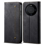 For Huawei Mate 60 Flip Stand Wallet Case Jeans Cloth Texture PU Leather Protective Phone Cover