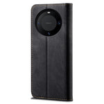 For Huawei Mate 60 Flip Stand Wallet Case Jeans Cloth Texture PU Leather Protective Phone Cover