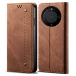 For Huawei Mate 60 Flip Stand Wallet Case Jeans Cloth Texture PU Leather Protective Phone Cover