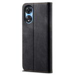 For Oppo A38 4G Slim-Fit Stand Wallet Case Jeans Cloth Texture Cover Flip PU Leather Protective Shell