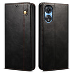 For Oppo A38 4G Slim-Fit Phone Case PU Leather Stand Wallet Shell Waxy Crazy Horse Texture Cover