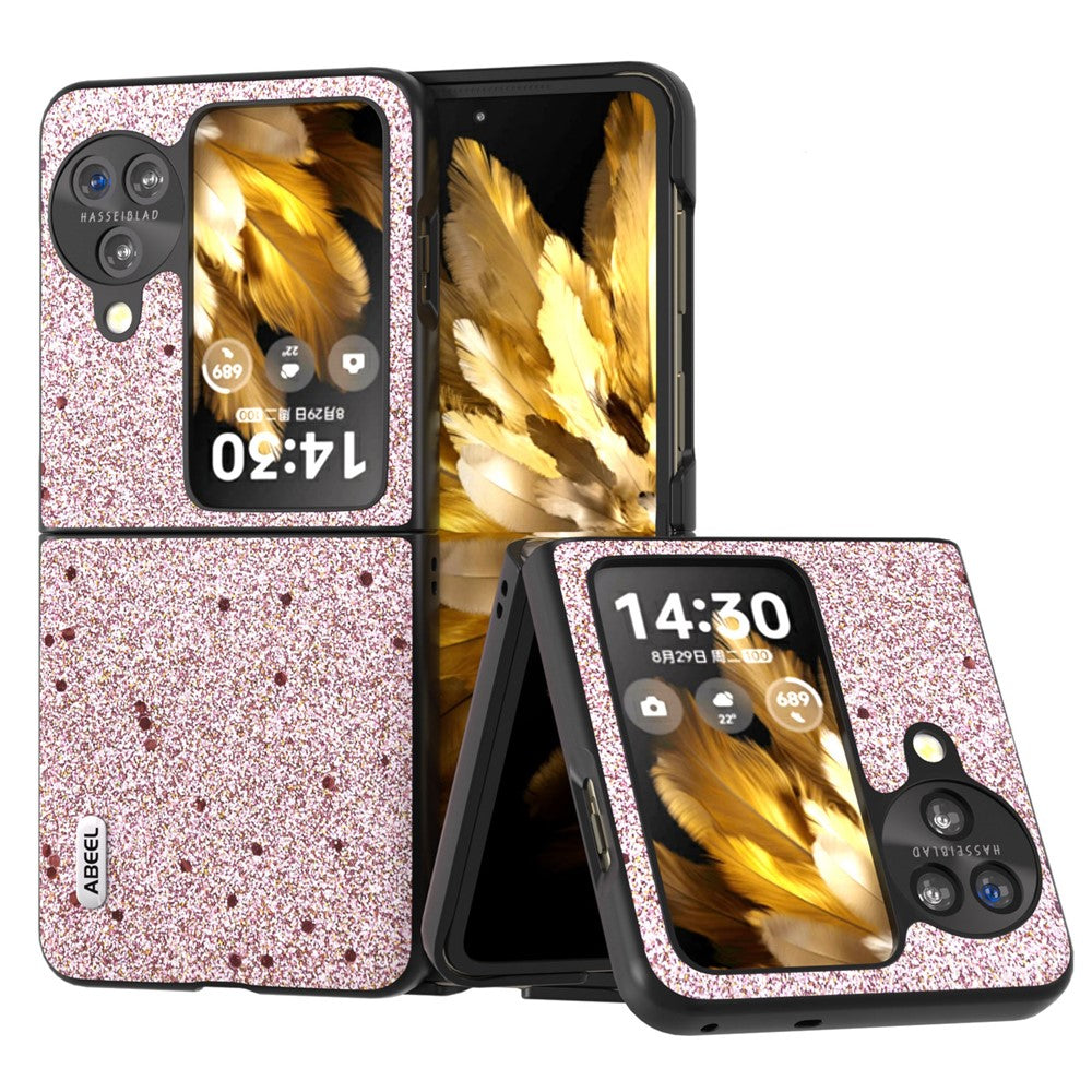 ABEEL For Oppo Find N3 Flip 5G Slim Fit Phone Case Glitter PU Leather + PC Protective Cover