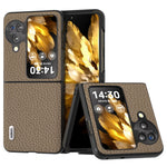 ABEEL For Oppo Find N3 Flip 5G Genuine Cow Leather + PC Phone Case Litchi Texture Drop Protection Cover
