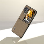 ABEEL For Oppo Find N3 Flip 5G Genuine Cow Leather + PC Phone Case Litchi Texture Drop Protection Cover