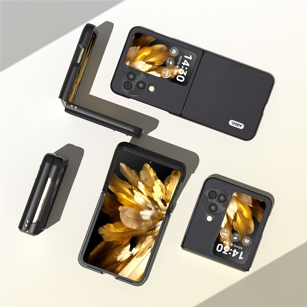 ABEEL For Oppo Find N3 Flip 5G Slim Fit Textured Phone Case PU Leather Coated PC Protective Cover