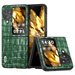 ABEEL För Oppo Find N3 Flip 5G Krokodilstruktur Skal Äkta Koläder + PC Reptåligt mobilskal