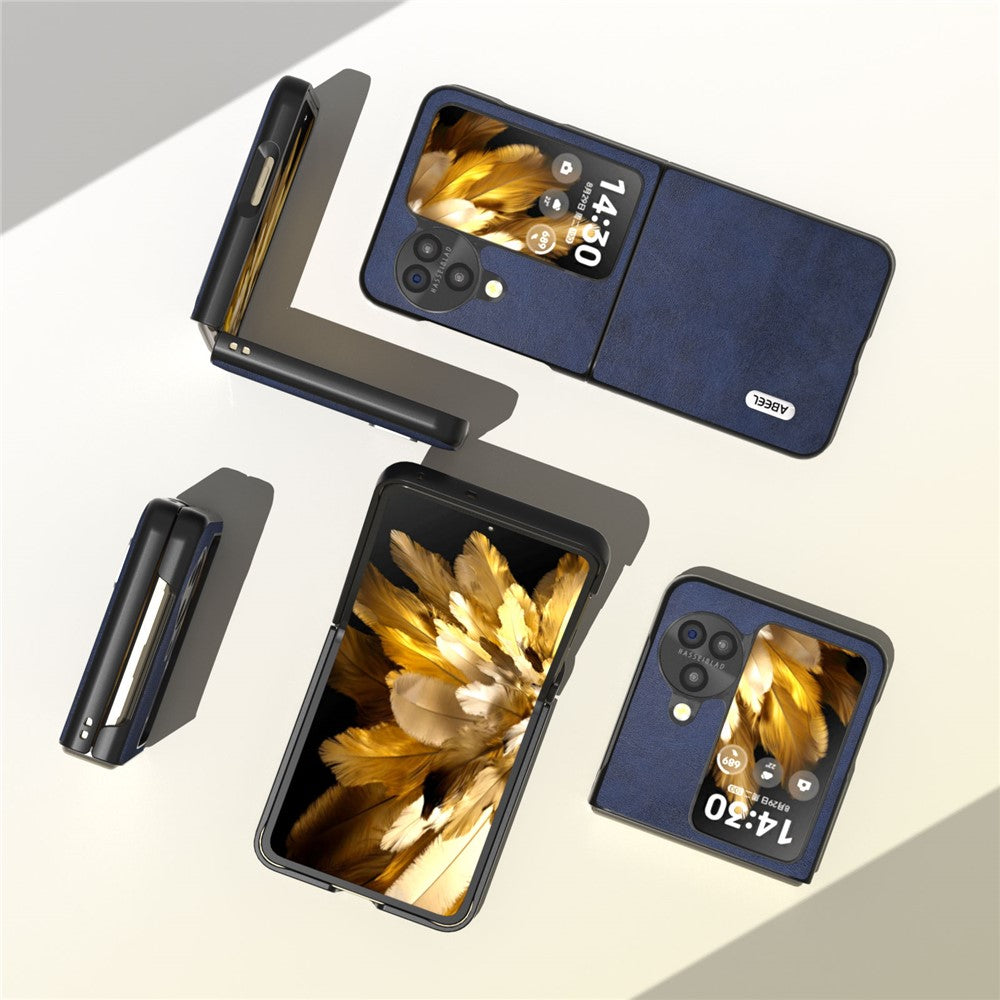 ABEEL For Oppo Find N3 Flip 5G Cowhide Texture Shockproof Cover PU Leather Coated PC  Phone Case