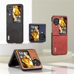 ABEEL For Oppo Find N3 Flip 5G Cowhide Texture Shockproof Cover PU Leather Coated PC  Phone Case