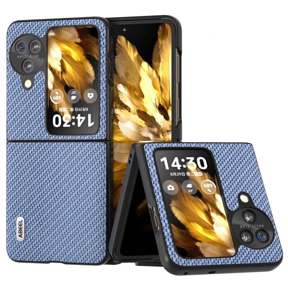 ABEEL For Oppo Find N3 Flip 5G PU Leather Coated PC Case Carbon Fiber Texture Protective Phone Cover