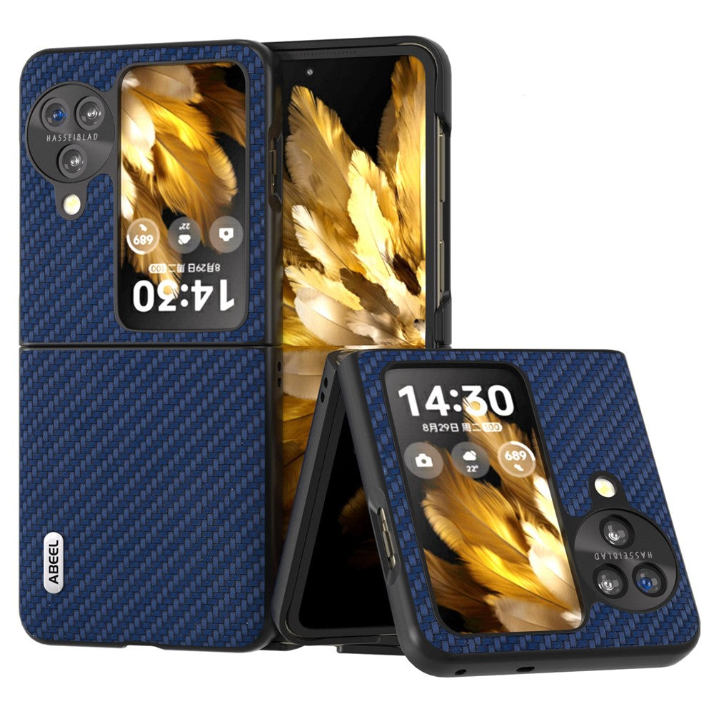 ABEEL For Oppo Find N3 Flip 5G PU Leather Coated PC Case Carbon Fiber Texture Protective Phone Cover
