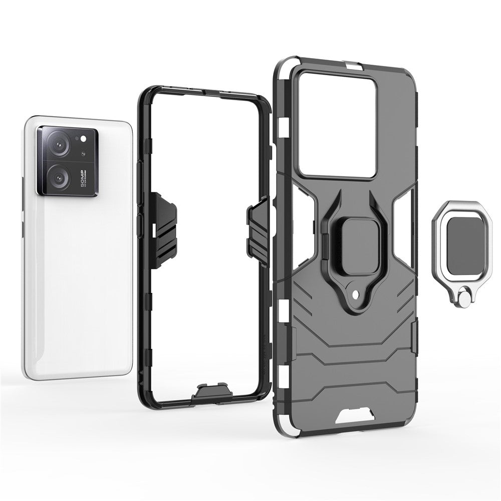 For Xiaomi Redmi K60 Ultra / 13T / 13T Pro Anti-drop Back Cover Ring Holder Kickstand PC+TPU Phone Case