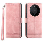 DIERFENG DF-03 PU Leather Stand Case for Huawei Mate 60 Pro , Lines Imprinted Phone Cover Wallet