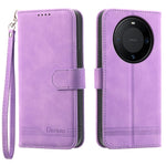 DIERFENG DF-03 PU Leather Stand Case for Huawei Mate 60 Pro , Lines Imprinted Phone Cover Wallet