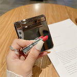 Mirror Surface Shockproof Case for Oppo Find N2 Flip 5G Hard PC Phone Case Rhinestone Decoration Phone Cover