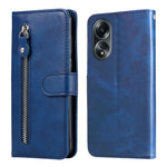 For Oppo A58 4G Slim-Fit Case Calf Texture Shockproof Phone Shell Zipper Pocket Wallet Stand Smartphone Cover