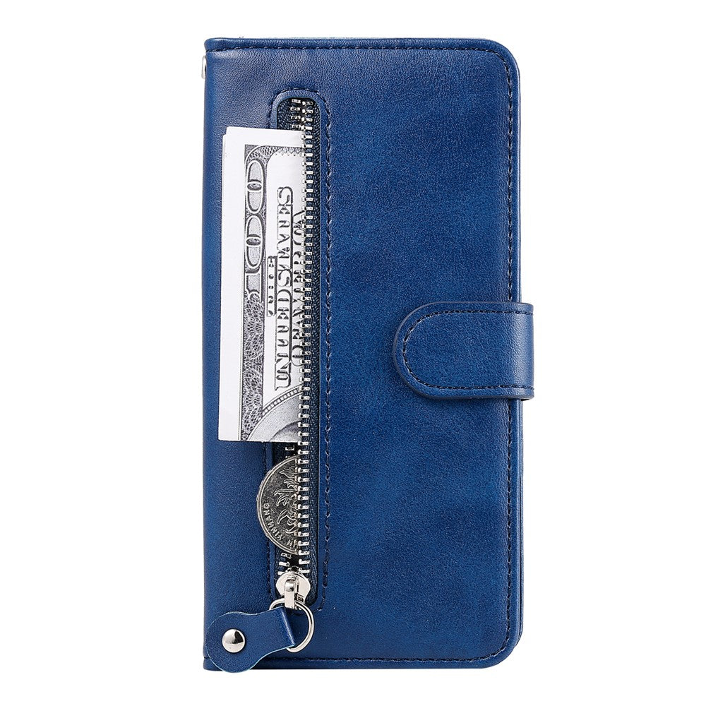 For Oppo A58 4G Slim-Fit Case Calf Texture Shockproof Phone Shell Zipper Pocket Wallet Stand Smartphone Cover