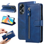 For Oppo A58 4G Slim-Fit Case Calf Texture Shockproof Phone Shell Zipper Pocket Wallet Stand Smartphone Cover