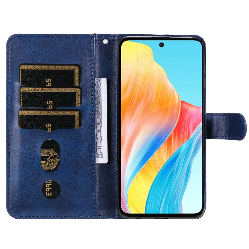 For Oppo A58 4G Slim-Fit Case Calf Texture Shockproof Phone Shell Zipper Pocket Wallet Stand Smartphone Cover